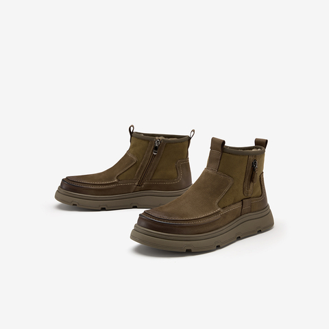 Bata皮靴男2025冬季商场新款加绒休闲百搭通勤低靴79338DD5