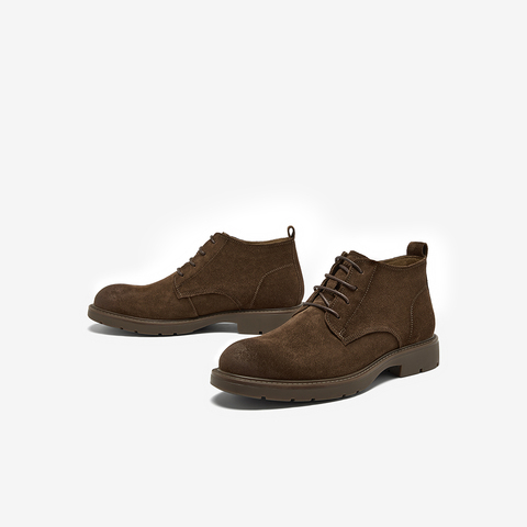 Bata马丁靴男冬2025冬新款英伦风牛剖皮百搭通勤复古低靴29696DD5