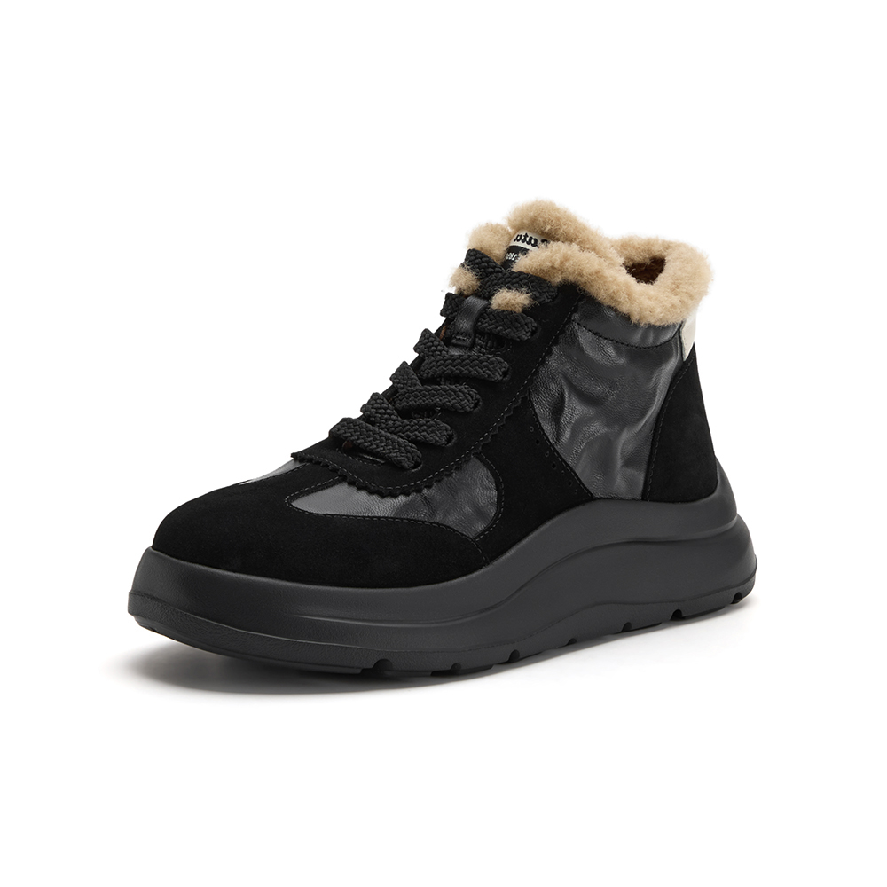 Bata休闲鞋女2025冬商场新款通勤百搭时尚厚底高帮德训鞋AD152DM5