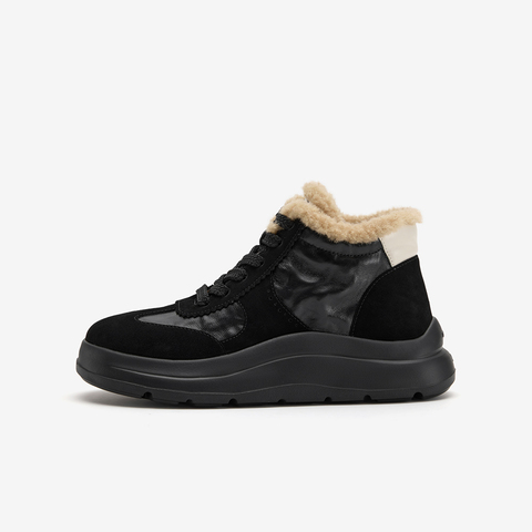 Bata休闲鞋女2025冬商场新款通勤百搭时尚厚底高帮德训鞋AD152DM5