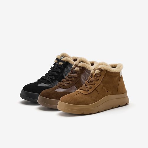 Bata休闲鞋女2025冬商场新款通勤百搭时尚厚底高帮德训鞋AD152DM5