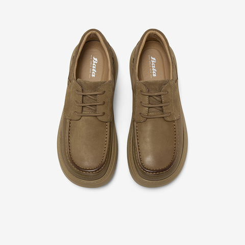 Bata休闲皮鞋男2025秋季商场新款英伦百搭厚底牛皮单鞋26456CM5