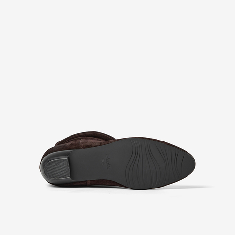 Bata牛仔靴女2025冬季新款牛剖皮时尚百搭堆堆西部靴65153DS5