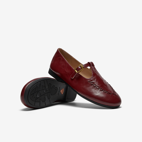 Bata麦穗玛丽珍2025春秋商场新款复古英伦羊皮软底乐福鞋AUO33AA6