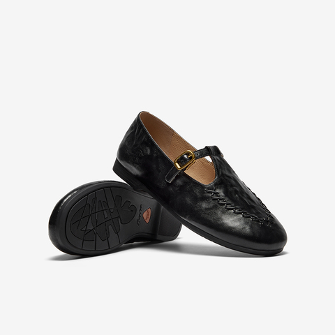 Bata麦穗玛丽珍2025春秋商场新款复古英伦羊皮软底乐福鞋AUO33AA6