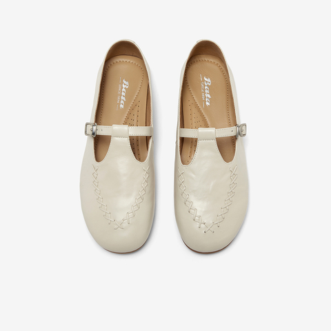 Bata麦穗玛丽珍2025春秋商场新款复古英伦羊皮软底乐福鞋AUO33AA6