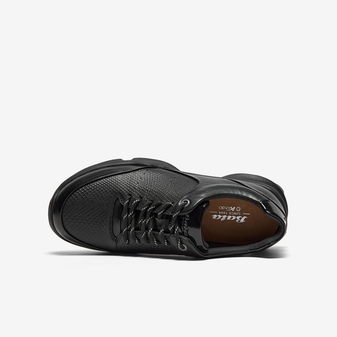 Bata休闲鞋女2025春秋商场新款牛皮复古厚底轻便运动鞋UVG01AM6