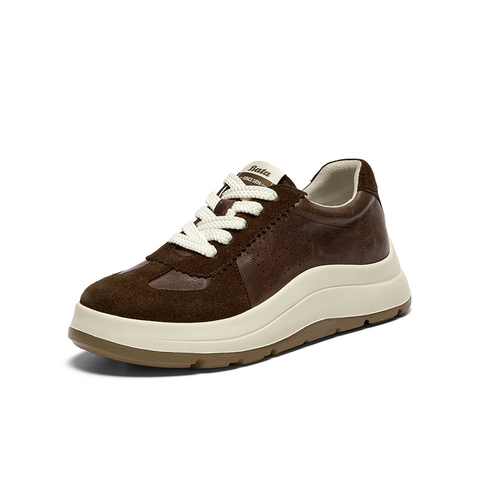 Bata休闲鞋女2025秋商场新款羊皮通勤百搭德训厚底运动鞋AD121AM6