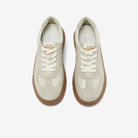 Bata休闲鞋女2025秋商场新款羊皮通勤百搭德训厚底运动鞋AD121AM6