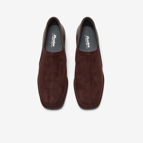 Bata深口鞋女春2025春秋季商场新款软底复古羊皮粗跟单鞋AAH03AM6