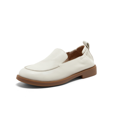 Bata乐福鞋女2025春秋商场新款英伦羊皮通勤软底一脚蹬AYA36AA6