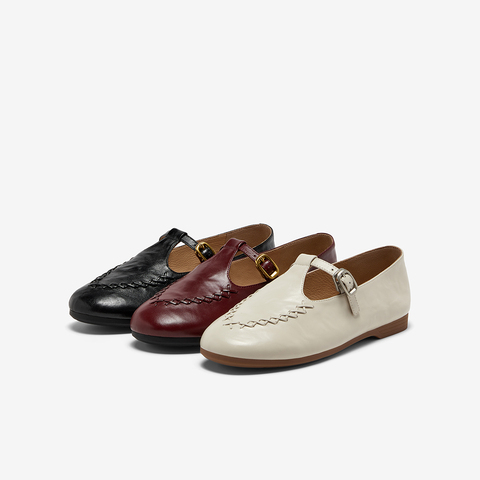 Bata麦穗玛丽珍2026春季商场新款复古英伦羊皮软底乐福鞋AUO33AA6