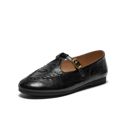 Bata麦穗玛丽珍2026春季商场新款复古英伦羊皮软底乐福鞋AUO33AA6