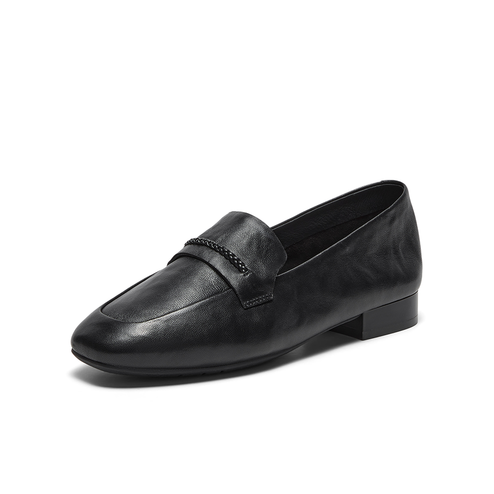 Bata乐福鞋女2026春季商场新款英伦羊皮通勤软底一脚蹬AAS28AA6