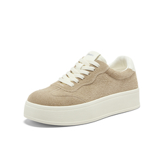 Bata德训鞋女2026春季新款厚底通勤百搭牛皮休闲板鞋00210AM6