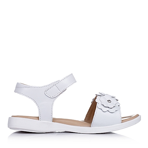 BELLE/百丽童鞋2015夏季新款牛皮白色女中童时尚凉鞋DB0018