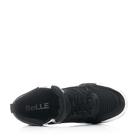 BELLE/百丽秋黑/白牛皮革时尚休闲运动风女单鞋BFC40CM5