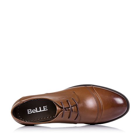 BELLE/百丽秋季专柜同款棕色牛皮商务正装男皮鞋德比鞋3UX01CM5yy