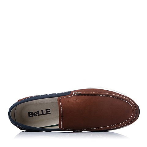 BELLE/百丽冬季红棕色牛皮男单鞋AB220DM5