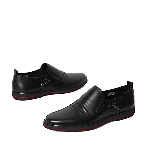 BELLE/百丽春季专柜同款黑色牛皮男休闲鞋3ZT02AM6