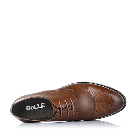 BELLE/百丽春季棕色牛皮商务时尚男单鞋A9220AM6