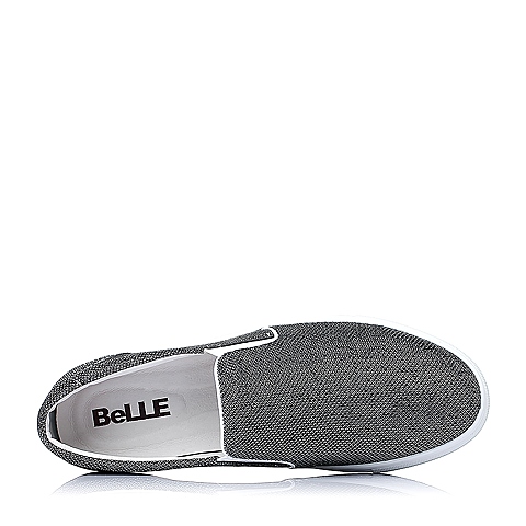 BELLE/百丽春季银灰色闪晶布男单鞋BK103AM6