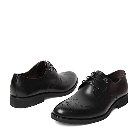 BELLE/百丽春季专柜同款黑色牛皮男单鞋4JS01AM6