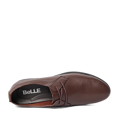 BELLE/百丽春季专柜同款棕色时尚简约牛皮革男单鞋4JB01AM6