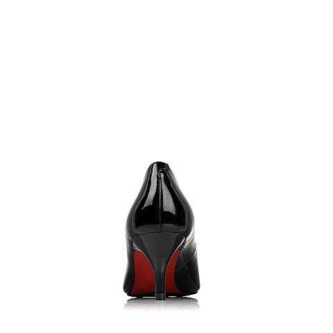 BELLE/百丽秋专柜同款黑漆皮牛皮优雅通勤女单鞋BGAD4CQ6