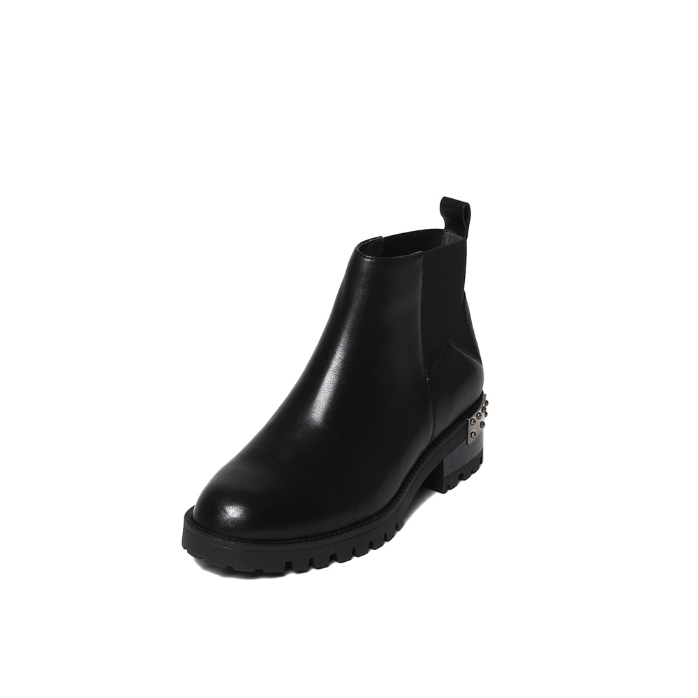 BELLE/百丽冬季专柜同款黑油皮牛皮女短靴BLQ44DD6