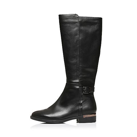 BELLE/百丽冬季专柜同款黑色油皮牛皮革女皮靴3C3H7DG6