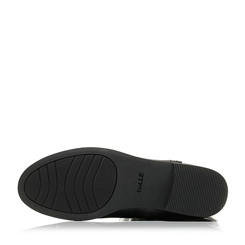 BELLE/百丽冬季专柜同款黑色油皮牛皮革女皮靴3C3H7DG6
