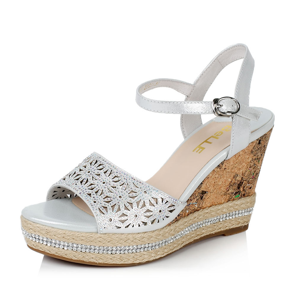 belle百丽夏季专柜同款时尚闪钻坡跟女凉鞋q2m1dbl6