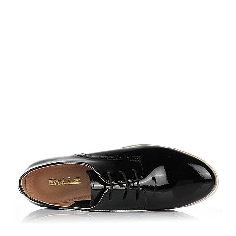 BELLE/百丽专柜同款黑时尚休闲漆皮牛皮女单鞋BIF20AM6