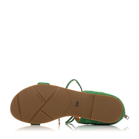 BELLE/百丽夏季专柜同款绿色羊绒皮女凉鞋BKL34BL6