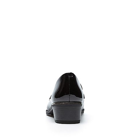 BELLE/百丽春专柜同款黑时尚英伦漆皮牛皮女皮鞋BGZ29AM7