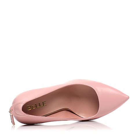 BELLE/百丽春专柜同款粉色优雅女人牛皮女单鞋Q7V1DAQ7