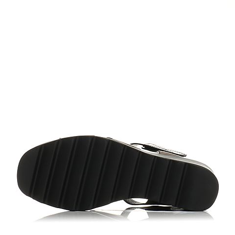 BELLE/百丽夏专柜同款灰色PU厚底松糕跟女凉鞋R1E1DBL7