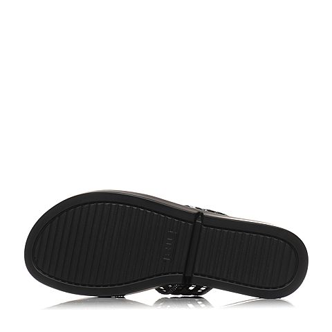 BELLE/百丽夏专柜同款黑色成型帮面女拖鞋BKPA2BT7
