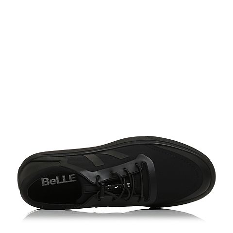 BELLE/百丽秋季专柜同款黑色弹力布男休闲鞋4YT01CM7