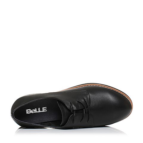 BELLE/百丽秋季专柜同款黑色牛皮女单鞋R6K1DCM7