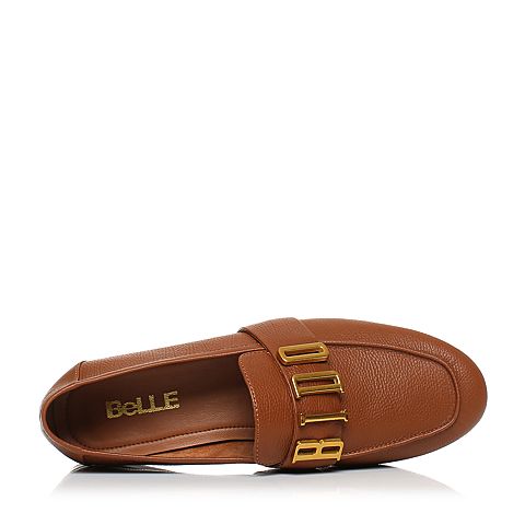 BELLE/百丽秋季专柜同款棕色牛皮女单鞋R7A1DCM7