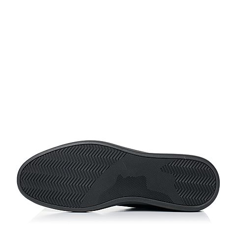 BELLE/百丽秋季黑色牛皮平底男休闲鞋73007CM7