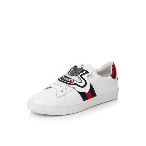 belle/百丽秋季专柜同款白色牛皮运动风女单鞋bqg22cm7