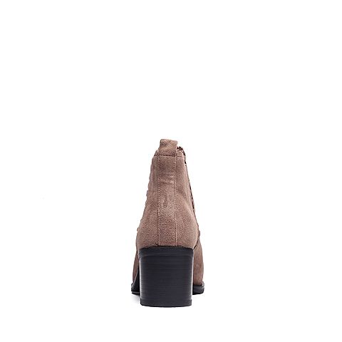 BELLE/百丽冬季专柜同款灰色羊绒皮/橡筋女短靴R7X1DDD7