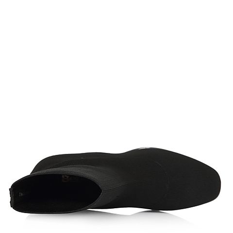 BELLE/百丽冬专柜同款黑色时尚潮流针织帮面女靴BAG60DZ7