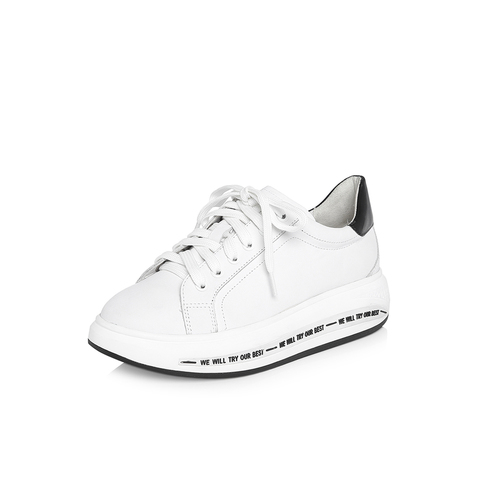 BELLE/百丽专柜同款白色运动风牛皮革女鞋BVC22AM8