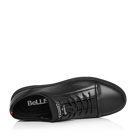 BELLE/百丽春季新品专柜同款黑色油皮牛皮革/纺织品男皮鞋B9911AM8
