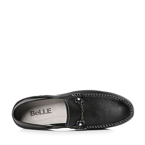 BELLE/百丽商场同款黑色牛皮革男休闲鞋5QD01AM8
