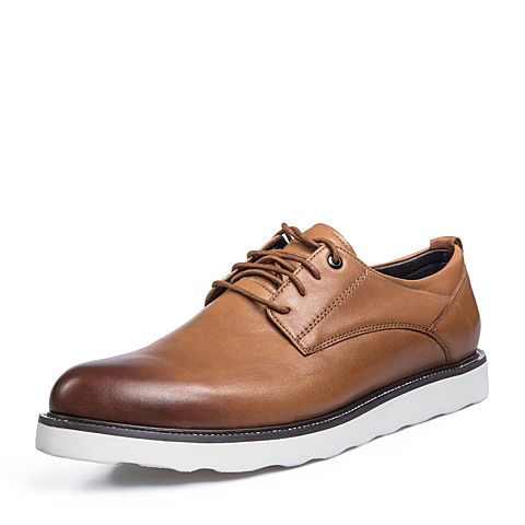 belle/百丽春新品专柜同款棕色油蜡牛皮革男皮鞋38211am8